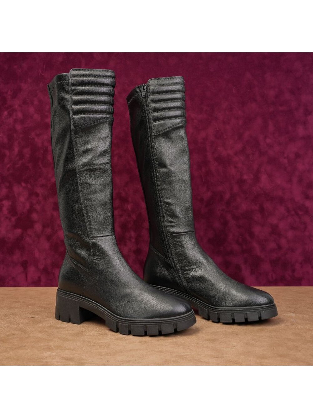Ron White Women Konnie Black Leather Moto Festival Knee Boots sz 9.5US EUR40